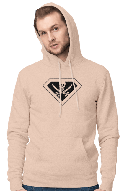 Men`s hoodie with prints Super pirate. Batman, cinema, comics, marvel, movies, superheroes, superman. 2070702