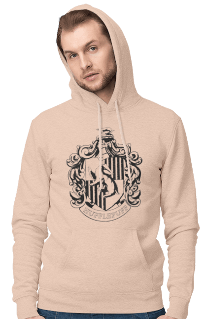 Men's hoodie with prints Harry Potter Hufflepuff. Faculty, franchise, harry potter, hogwarts, hufflepuff. 2070702