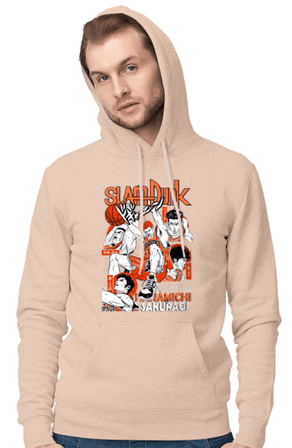 Чоловіче худі з принтом "Слем данк Сакурагі Ханамічі". Hanamichi sakuragi, slam dunk, аніме, баскетбол, манга, сакурагі ханамічі, слем-данк, спокон, спортивне аніме, сьонен. 2070702