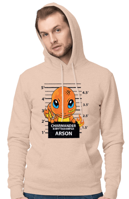 Men's hoodie with prints Pokemon Charmander. Anime, charmander, games, nintendo, pokemon, pokemon go. 2070702