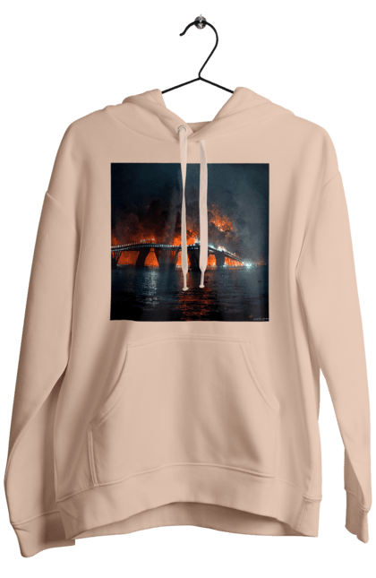 Чоловіче худі з принтом "Кримський мост горить". Армія росії, армія україни, годить, зсу, крим, мост, удар, удар зсу. 2070702