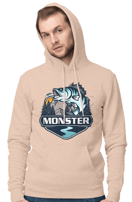 Чоловіче худі з принтом "Рибалка". Монстер, рибак, рибалка, хоббі. 2070702