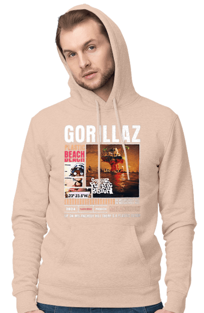 Men's hoodie with prints Gorillaz. Electronics, gorillaz, group, hip-hop, music, rock. 2070702