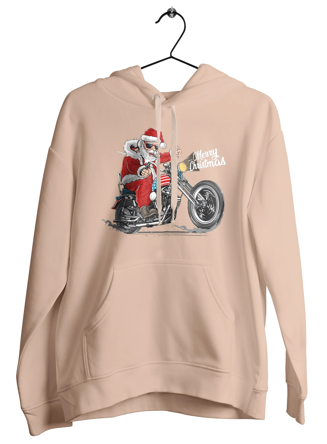 Санта в окулярах на мотоциклі