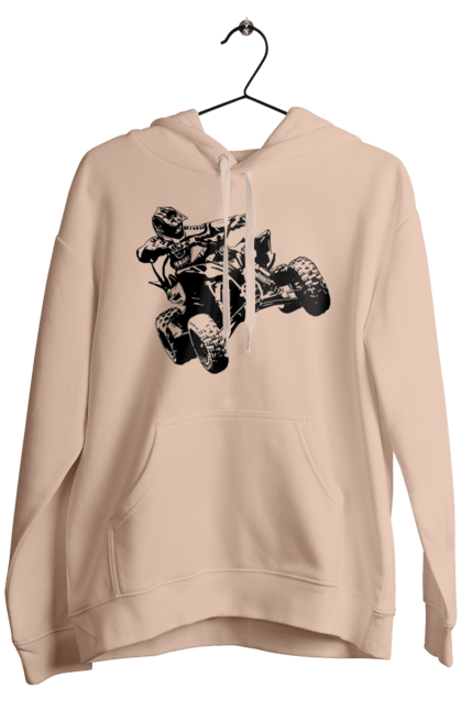 Men`s hoodie with prints Man On Atv Black. Atv, extreme, race. 2070702