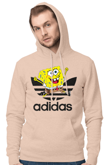 Мужское худи с принтом Adidas Губка Боб. Adidas, spongebob, адидас, баскетбол, губка боб, мультик, мультсериал, мяч, спанч боб, спорт. 2070702