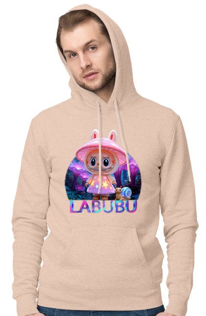 Чоловіче худі з принтом "Лабубу". Брелок лабубу, іграшка лабубу, лабубу, лабубу кока кола, лялька лабубу, мерч лабубу, мила, рожева лабубу, смішна лабубу. 2070702