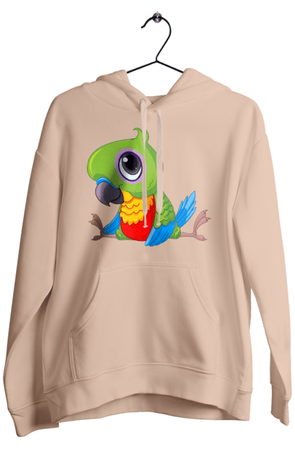 Men`s hoodie with prints Lovebird. Nicely, parrot. 2070702