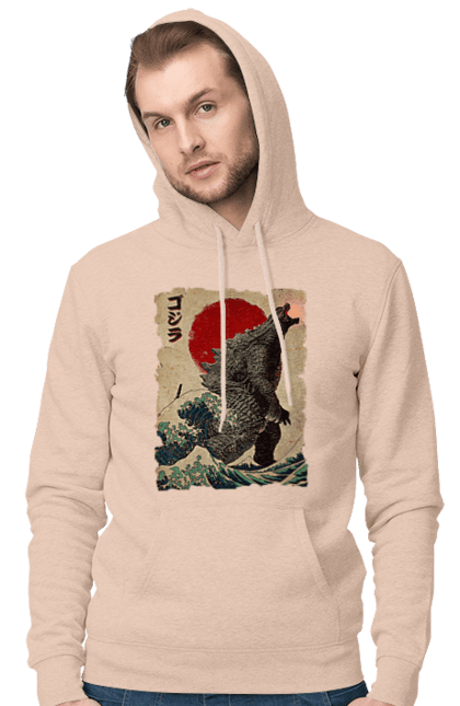 Men's hoodie with prints Godzilla. Dinosaur, godzilla, japan, kaiju, movie, mutant. 2070702