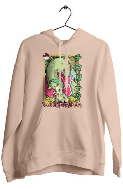 Men's hoodie with prints Pokemon Chikorita. Anime, chikorita, games, nintendo, pokemon, pokemon go. 2070702