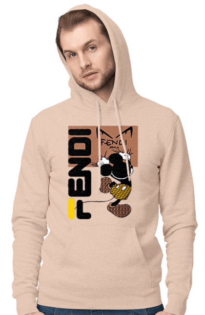 Мужское худи с принтом Fendi Микки Маус. Fendi, mickey mouse, бренд, дом моды, италия, люкс, микки маус, мода, сумка, фенди. 2070702