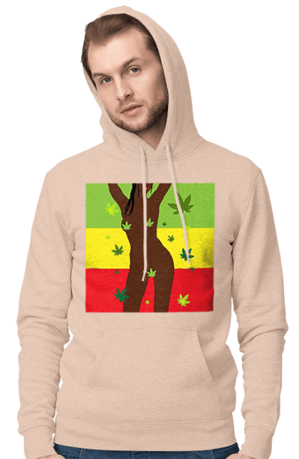 Чоловіче худі з принтом "Гола Дівчина І Конопля". Гола, конопля, курити, сиськи. 2070702