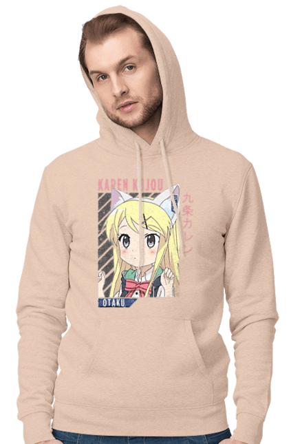 Men's hoodie with prints Kiniro Mosaic Karen Kujo. Anime, gold mosaic, karen, karen kujo, kiniro mosaic, kinmoza, manga. 2070702