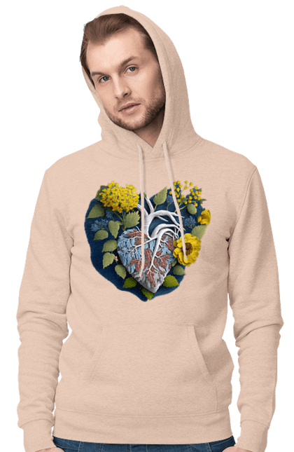 Чоловіче худі з принтом "Серце квіти". Люблю україну, перемога україни, серце, символи україни, соняшник, традиції україни, україна. 2070702