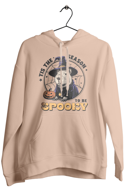 Men's hoodie with prints Capybara Halloween. Animal, capybara, ghost, halloween, holiday, moon, pumpkin, rodent, witch. 2070702