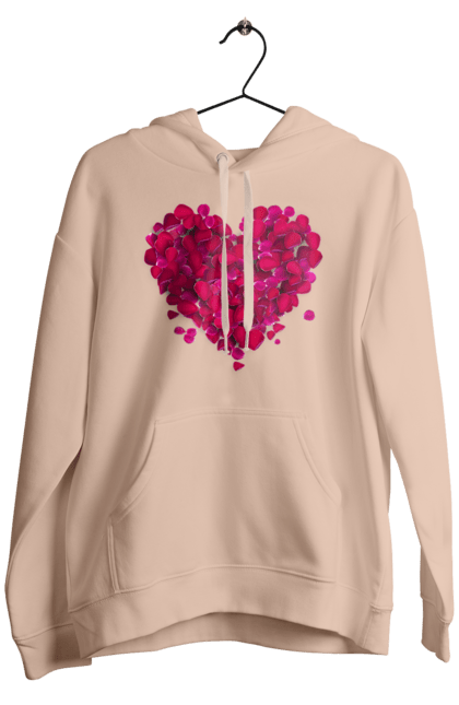 Men`s hoodie with prints Heart From Rose Petals. Petals, rose flower. 2070702