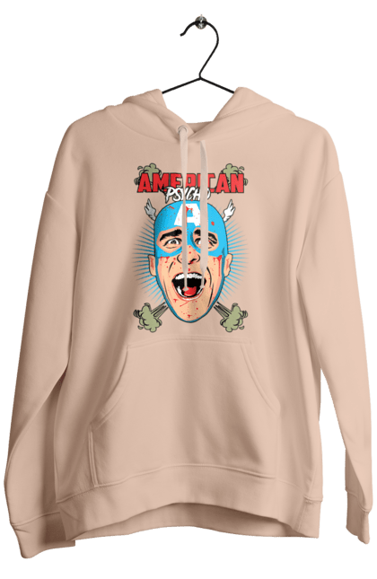 Men's hoodie with prints American Psycho. American psycho, book, captain america, movie. 2070702