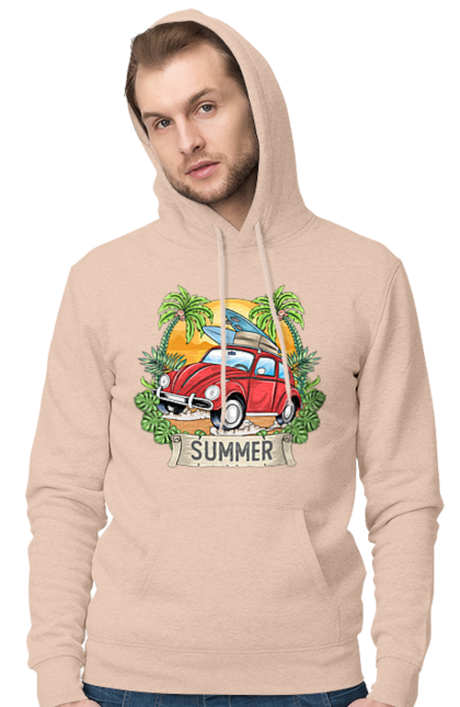 Чоловіче худі з принтом "Літо, Машина І Пальми". Відпочинок, літо, машина, пальми. 2070702