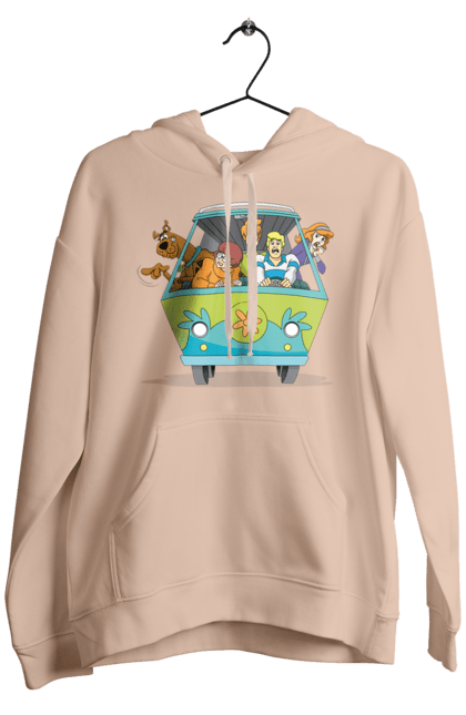 Men`s hoodie with prints Scooby Doo Machine. Car, cartoon, dog, scooby doo. 2070702