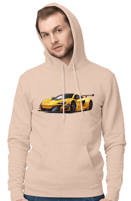 Чоловіче худі з принтом "Спорткар". Автомобіль, жовтий автомобіль, жовтий спорткар, спорт, спорткар. 2070702