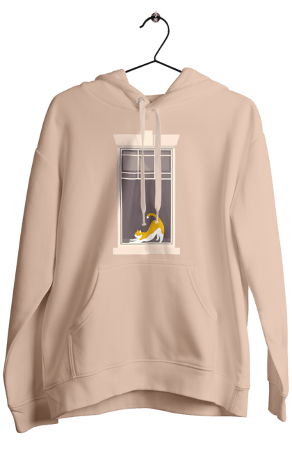 Чоловіче худі з принтом "Кіт В Вікні". Вікно, кіт, потягушки, рудий. 2070702