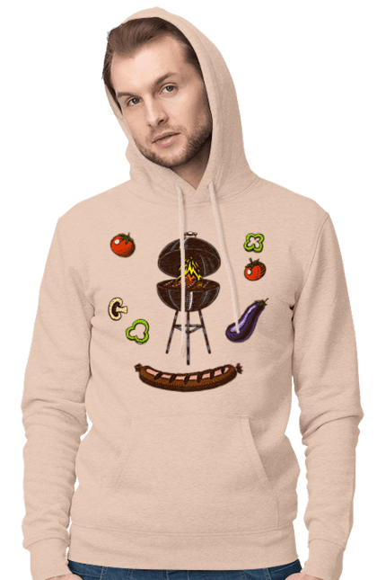 Чоловіче худі з принтом "Барбекю Сосиска". Барбекю, гриль, смажити, сосиска. 2070702