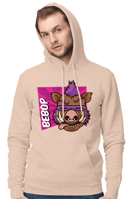 Men's hoodie with prints Teenage Mutant Ninja Turtles Bebop. Animated series, bebop, comic, ninja, ninja turtles, villain. 2070702