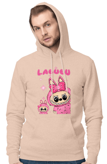 Чоловіче худі з принтом "Лабубу". Іграшка лабубу, лабубу, лабубу кока кола, мерч лабубу, мила, рожева лабубу, смішна лабубу. 2070702