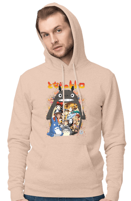 Men's hoodie with prints Totoro. Adventures, anime, comedy drama, fantasy, film, my neighbor totoro, tv series. 2070702