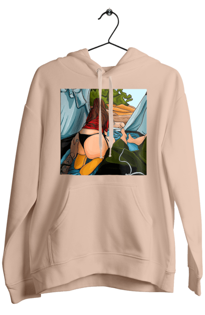 Чоловіче худі з принтом "Відпочинок З Улюбленою У Палатці". Відпочинок, жопа, палатка, собака. 2070702