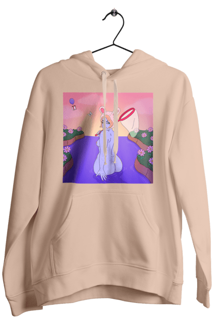 Чоловіче худі з принтом "Фіолетова Дівчина На Полюванні". Гола, дівчина, сачок. 2070702