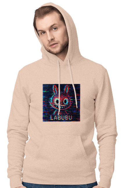 Чоловіче худі з принтом "Лабубу". Crt, rgb, глітч, кіберпанк, лабубу, пікселі, ретро, спотворення, цифрове мистецтво, шум. 2070702