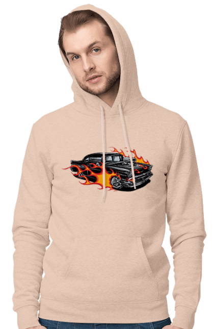 Чоловіче худі з принтом "Машина Вогонь". Автомобіль, вогонь, машина. 2070702