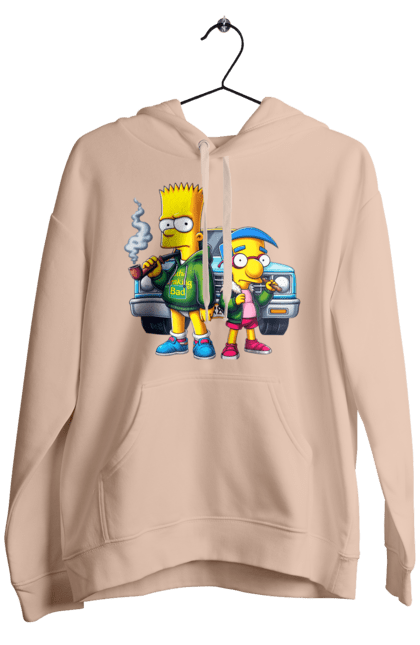 Men's hoodie with prints Bart Breaking Bad. Bart, breaking bad, cartoon, character, laboratory, milhouse, serial, simpson, simpsons. 2070702