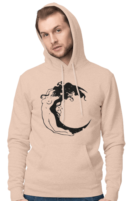 Men`s hoodie with prints Moon girl. Cosmic, girl, moon, space, stars. 2070702