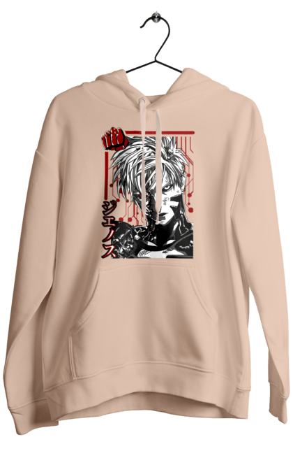 Men's hoodie with prints One Punch Man Genos. Anime, comedy, cyborg, demon, demon cyborg, genos, manga, one punch man, parody, superheroes. 2070702