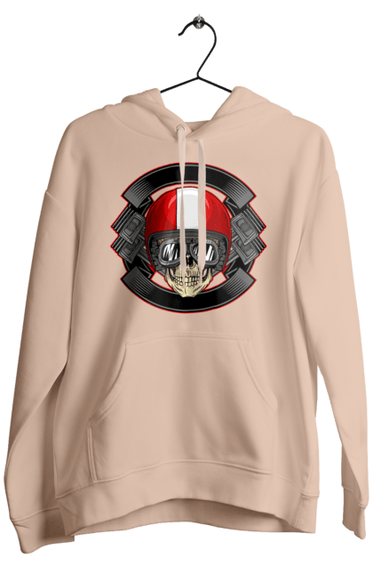 Men`s hoodie with prints skull motorcyclist. Helmet, motorcyclist \, skull. 2070702