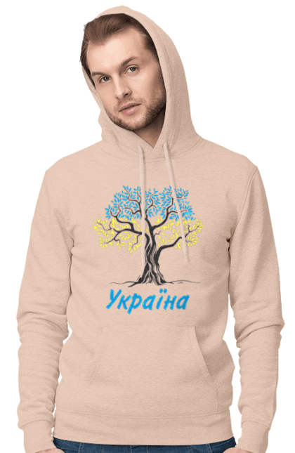 Чоловіче худі з принтом "Синьо жовте дерево Україна". Дерево україна, символ україни, синьо жовте дерево, україна, українська символіка. 2070702