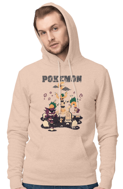 Men's hoodie with prints Pokemon. Anime, fushigibana, games, gengar, nintendo, pokemon, pokemon go. 2070702