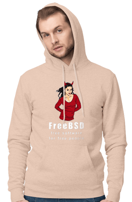 Чоловіче худі з принтом "Freebsd Для Вільних". Bsd, freebsd, unix, адміністратор, айті, айтішник, безкоштовна, безкоштовно, бестія, білий, вільна, демон, демонесса, доступність, незалежність, операційна система, ос, програміст, програмне забезпечення, свобода, сисадмін, система, системний адміністратор, софт, текст, червоний. 2070702