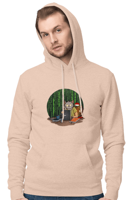 Чоловіче худі з принтом "Кіт програміст". Angular, c, css, html, it, javascript, jquery, php, python, react, svelt, vue, айтишник, айті, гумор, код, кодувати, прогер, програміст, програмісти, ти ж, ти ж програміст, тиж програміст. 2070702