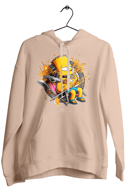 Men's hoodie with prints Bart Simpson Versace. Bart, cartoon, serial, simpson, versace. 2070702