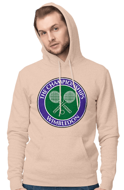 Чоловіче худі з принтом "Wimbledon тенісний турнір". Великий теніс, велокобритання, гравці, лондон, м`яч, призовий фонд, ракетка, спонсор, турнір на траві, турнірна сітка. aslan