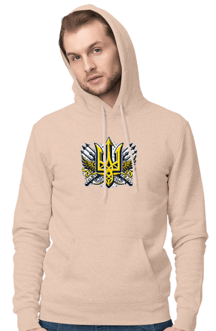 Чоловіче худі з принтом "Символіка україни". Герб, патріотичні зображення, символіка, тризуб, україна. 2070702