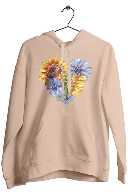 Чоловіче худі з принтом "Серце соняшники та фіалки". Квіти, люблю україну, любов, серце, соняшник, україна, фіалки. 2070702