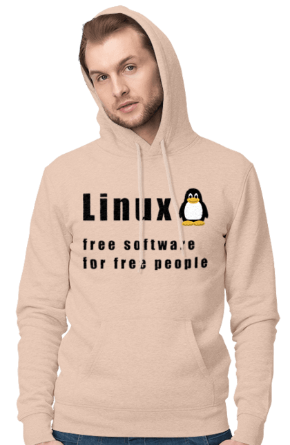Чоловіче худі з принтом "Linux Вільний Для Вільних". Linux, адміністратор, айті, айтішник, безкоштовна, безкоштовно, вільна, доступність, незалежність, операційна система, ос, пінгвін, програміст, програмне забезпечення, свобода, сервер, сисадмін, система, системний адміністратор, софт, текст, чорний. 2070702