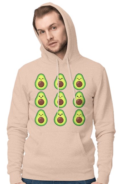 Men`s hoodie with prints Avocado Mood. Avocado, emotion, food. 2070702
