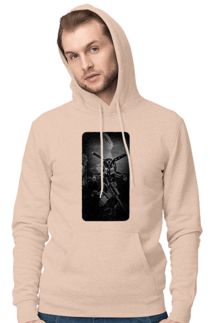 Men`s hoodie with prints Glory of the ZSU. Plane, rifle, soldier, ukraine, victory, weapon. 2070702