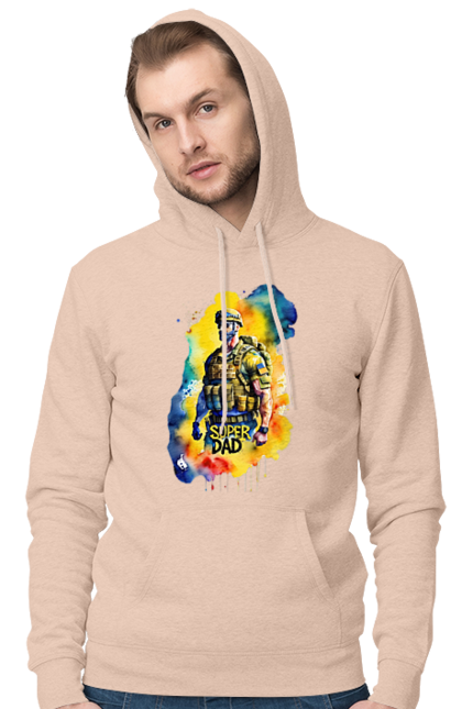 Чоловіче худі з принтом "Супер тато ЗСУ". День батька, день тата, зсу, люблю тата, супер, супер тато, супер тато зсу, тато, тато зсу, україна. 2070702