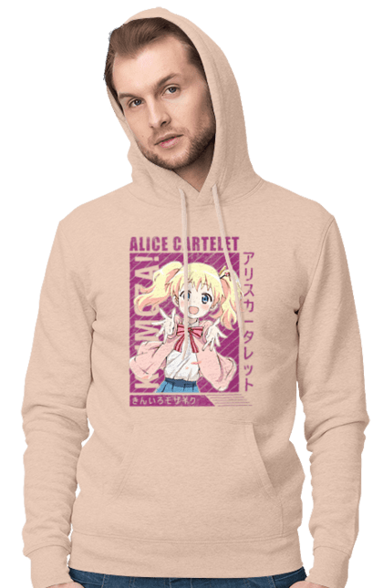 Мужское худи с принтом Золотая мозаика Алиса Картелет. Alice cartelet, anime, kiniro mosaic, kinmoza, manga, алиса, алиса картелет, аниме, золотая мозаика, манга. 2070702